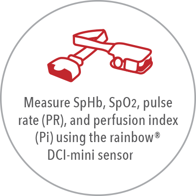 Masimo - Rad-67 - Measure SpHb, SpO2, PR, Pi using the rainbow DCI-mini sensor